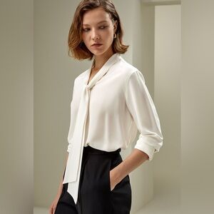 Lilysilk Women's Silk Bowtie Blouse Size Small